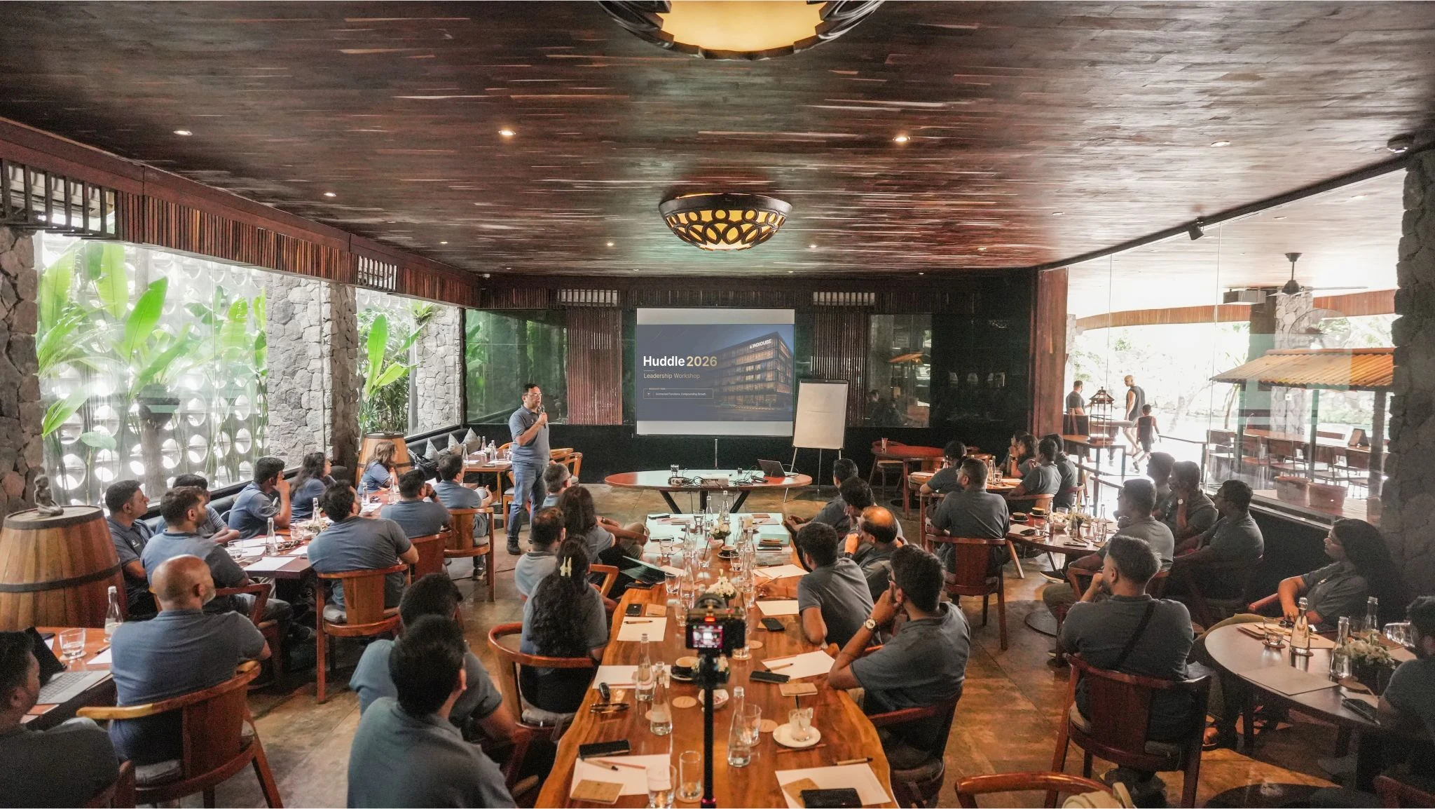 Leadership gathering around a long table